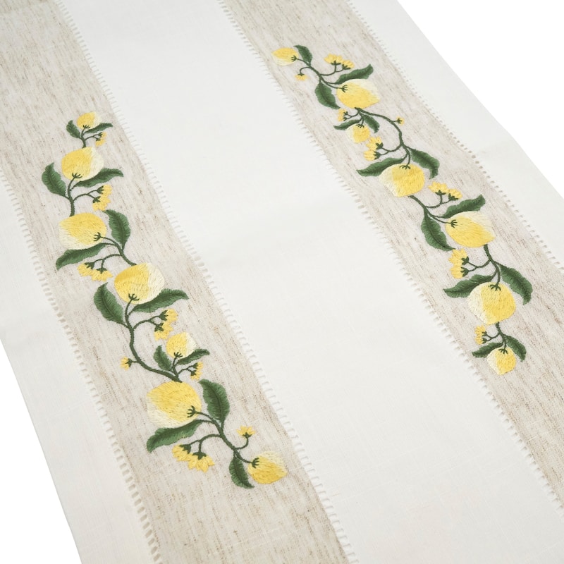 Lemon Embroidery Hemstitch Runner