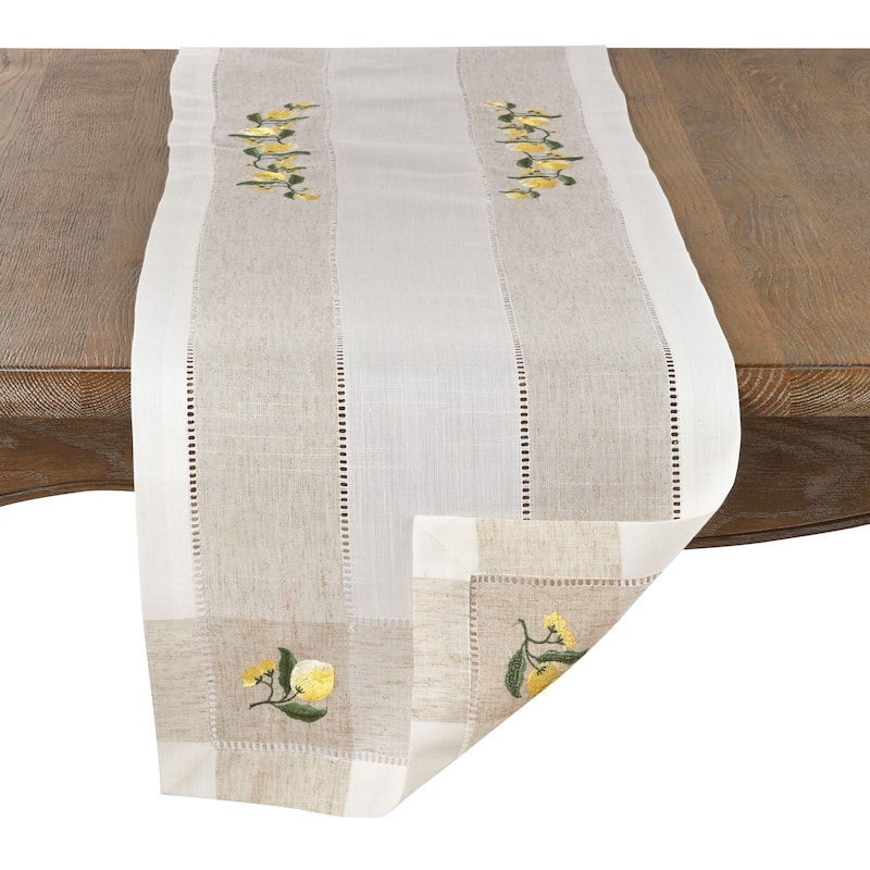 Lemon Embroidery Hemstitch Runner