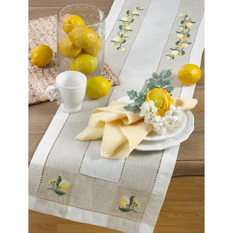 Lemon Embroidery Hemstitch Runner