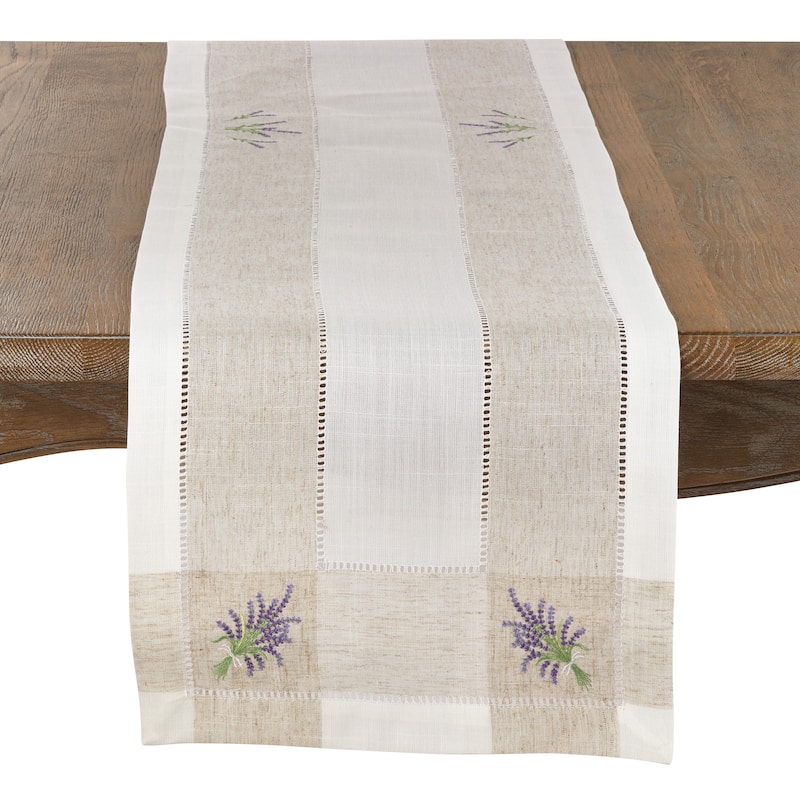 Lavender Embroidery Hemstitch Runner