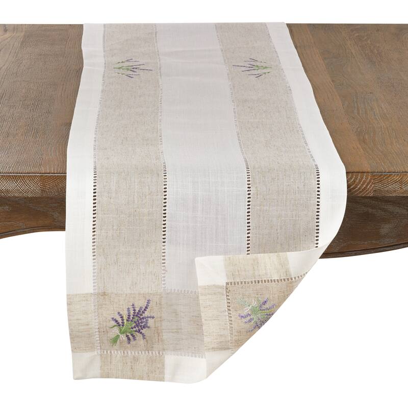 Lavender Embroidery Hemstitch Runner