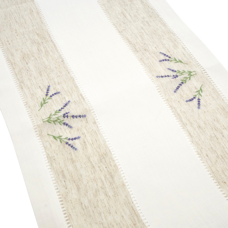 Lavender Embroidery Hemstitch Runner