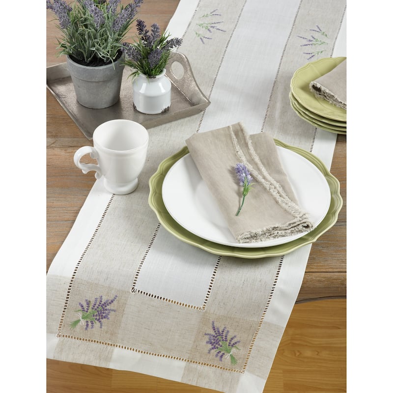 Lavender Embroidery Hemstitch Runner