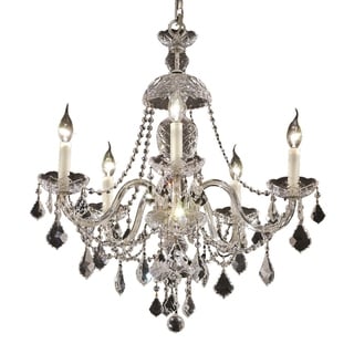 Fleur Illumination Collection Chandelier D:25in H:28in Lt:5 Chrome Finish (Chrome/swarovski elements crystals) - Chandeliers For Bedrooms by Overstock.com
