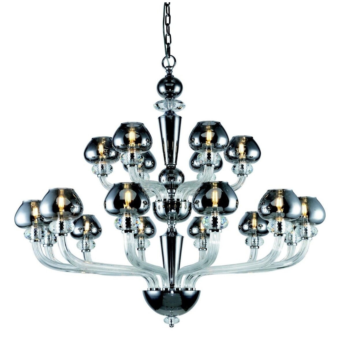 Fleur Illumination Collection Chandelier D:43in H:38in Lt:18 Silver Shade Finish - silver shade (silver shade) - Chandeliers For Bedrooms by Overstock.com