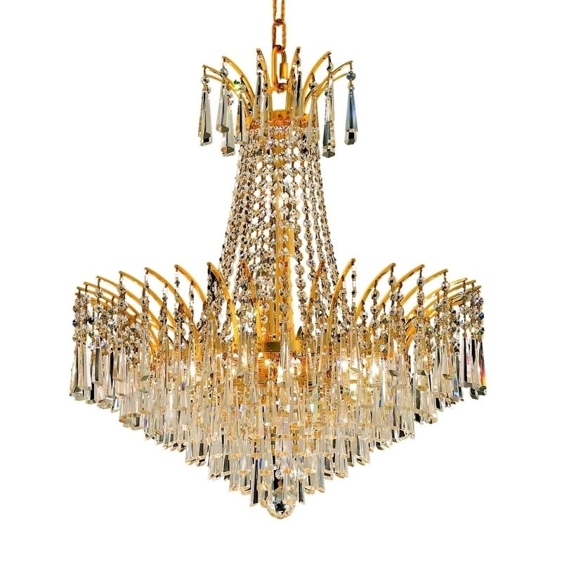 Fleur Illumination Collection Chandelier D:24in H:24in Lt:11 Gold Finish (elegant cut crystals/Gold) - Chandeliers For Bedrooms by Overstock.com