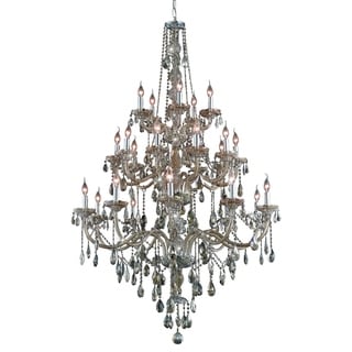 Fleur Illumination Collection Chandelier D:43in H:57in Lt:25 Golden Teak Finish (swarovski elements crystals (golden teak)/Gold) - Chandeliers For Bedrooms by Overstock.com