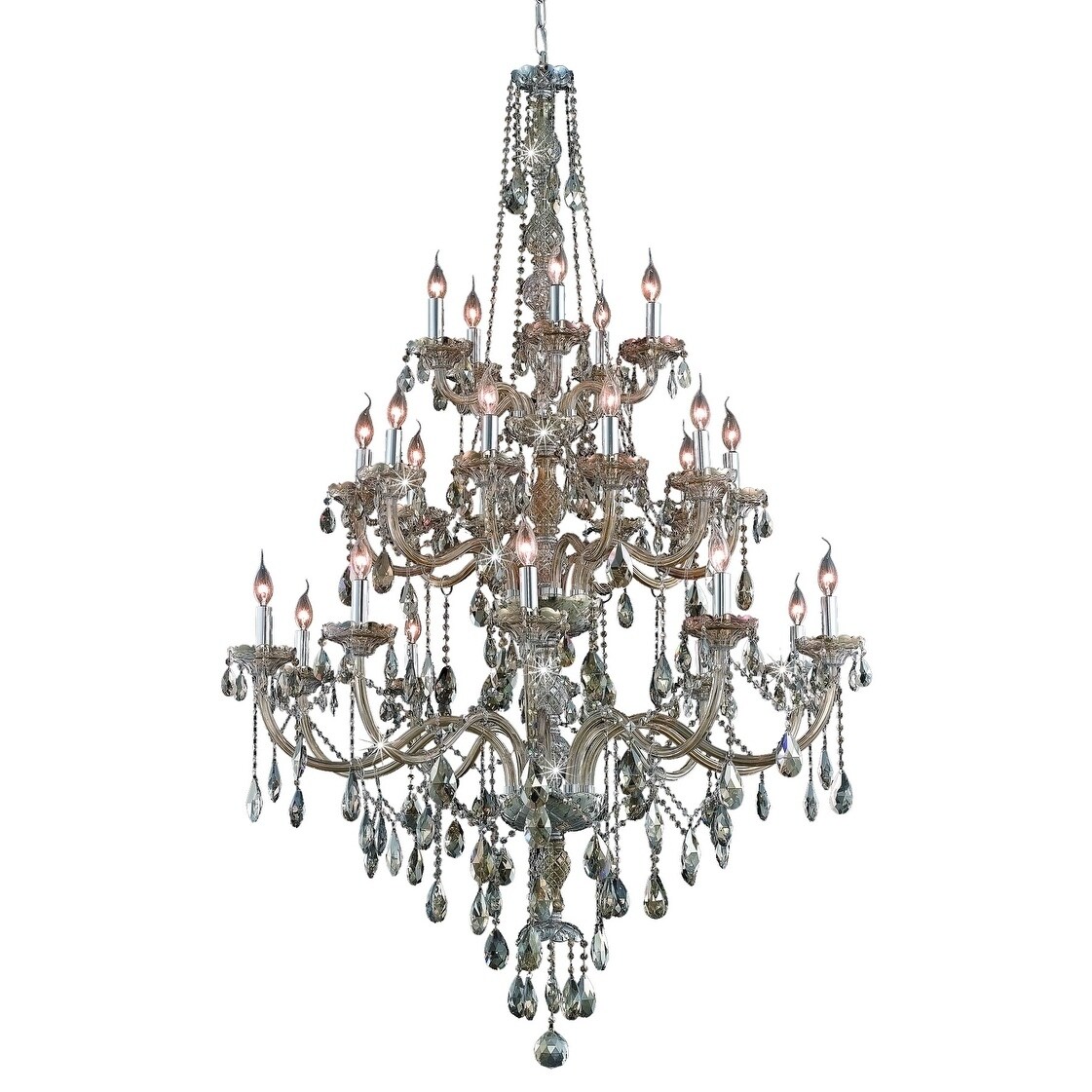 Fleur Illumination Collection Chandelier D:43in H:57in Lt:25 Golden Teak Finish (Gold/royal cut crystals (golden teak)) - Chandeliers For Bedrooms by Overstock.com