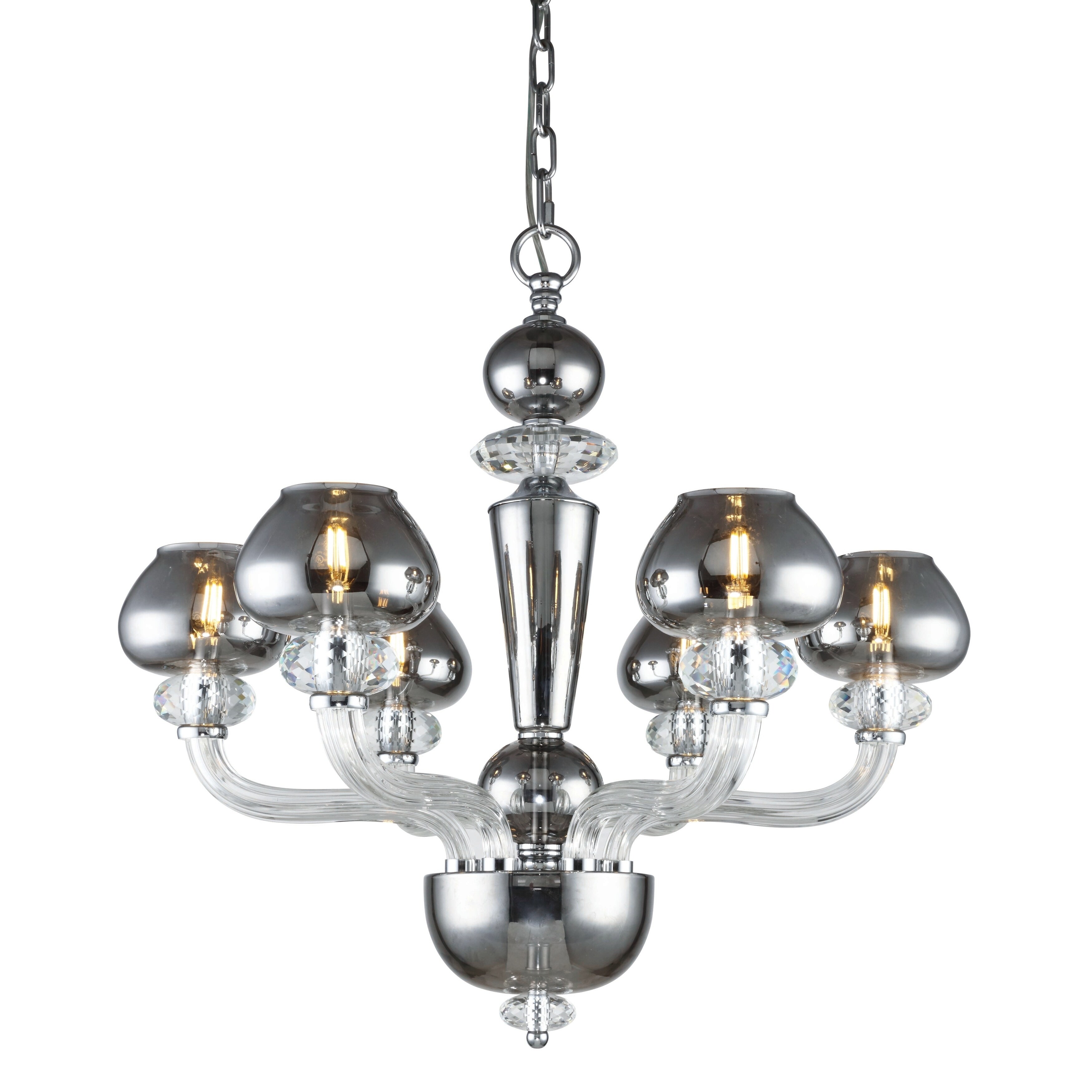 Fleur Illumination Collection Chandelier D:26in H:25in Lt:6 Silver Shade Finish - silver shade (silver shade) - Chandeliers For Bedrooms by Overstock.com