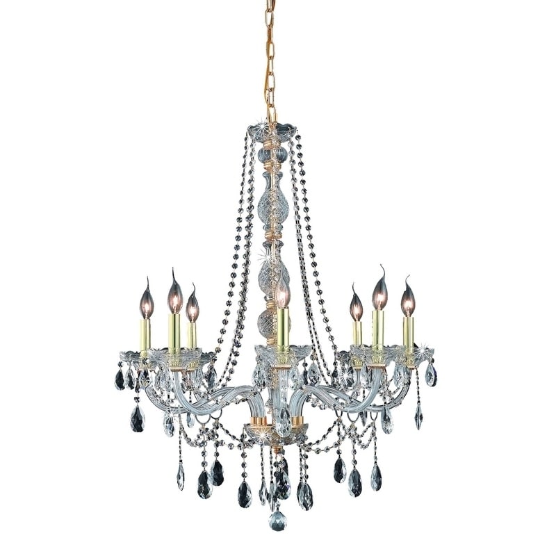 Fleur Illumination Collection Chandelier D:28in H:34in Lt:8 Gold Finish (royal cut crystals/Gold) - Chandeliers For Bedrooms by Overstock.com
