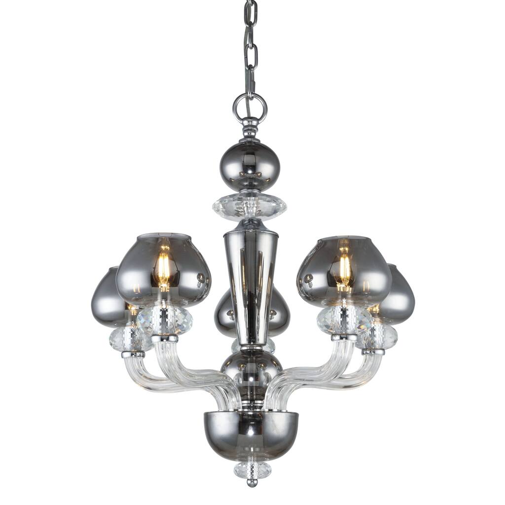 Fleur Illumination Collection Chandelier D:22in H:25in Lt:5 Silver Shade Finish - silver shade
