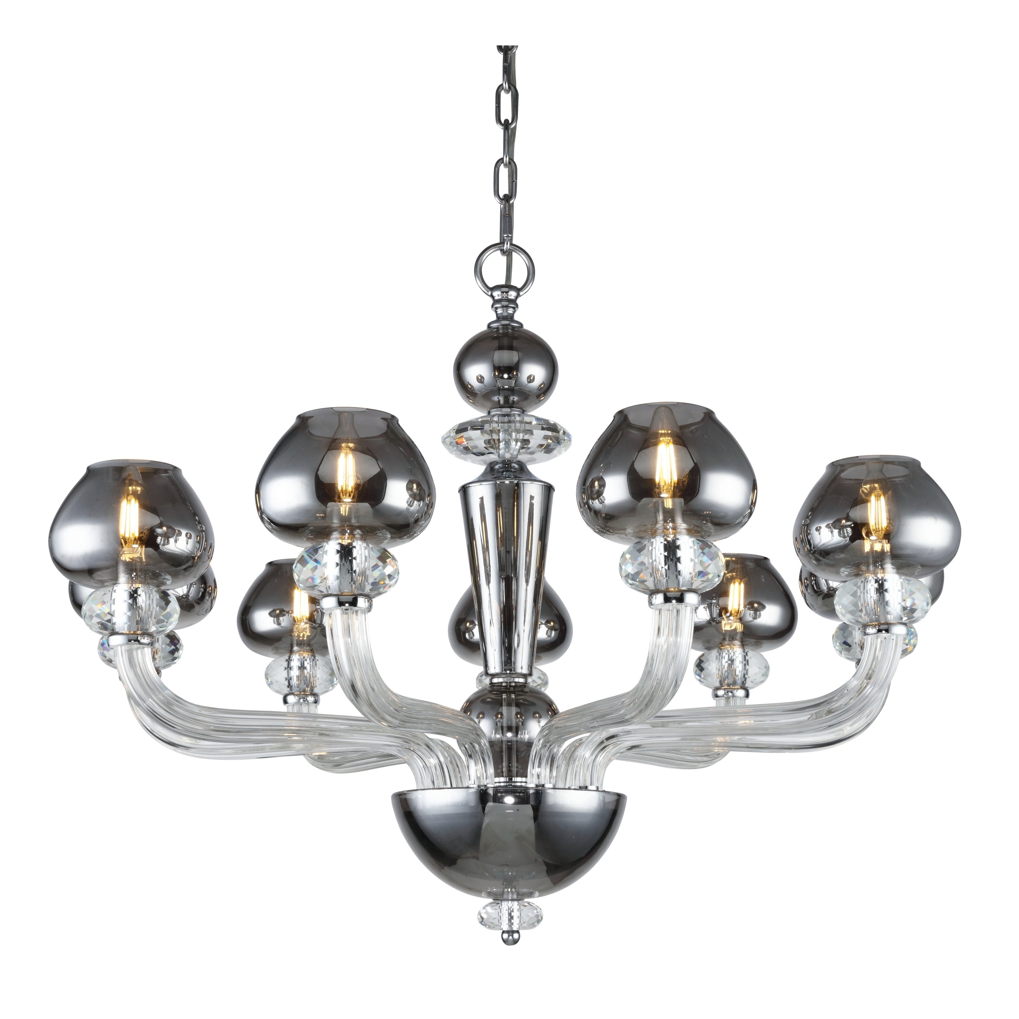 Fleur Illumination Collection Chandelier D:33in H:25in Lt:9 Silver Shade Finish - silver shade (silver shade) - Chandeliers For Bedrooms by Overstock.com