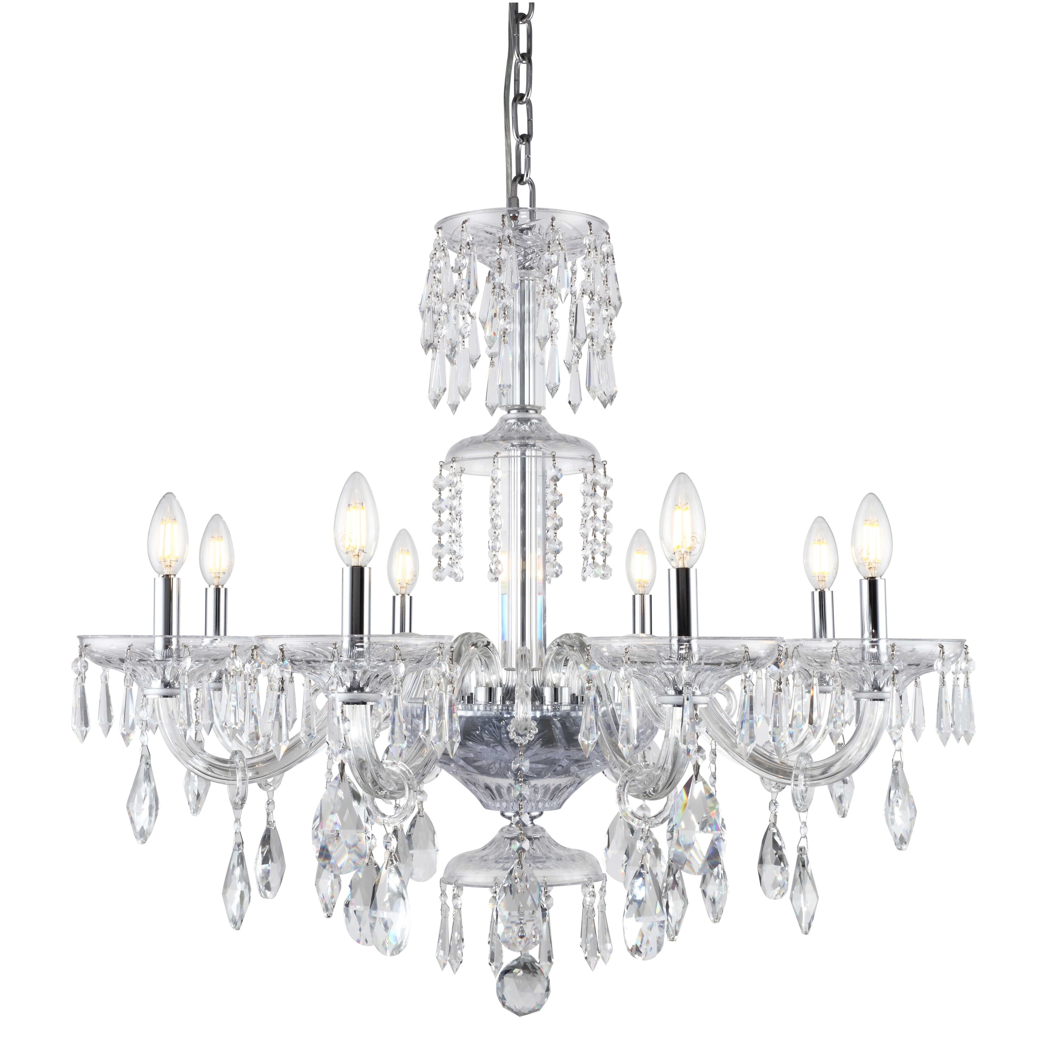 Fleur Illumination Collection Chandelier D:31in H:29in Lt:8 Chrome Finish - royal cut crystals (Chrome/royal cut crystals) - Chandeliers For Bedrooms by Overstock.com