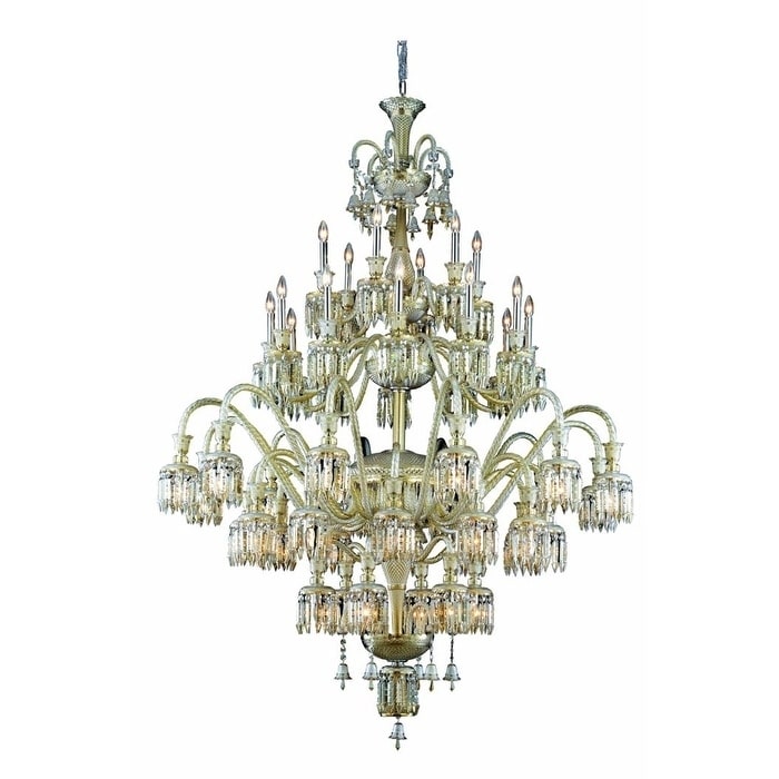 Fleur Illumination Collection Chandelier D:60in H:84in Lt:48 Golden Teak Finish - golden teak/elegant cut crystals (golden teak) (golden teak/elegant - Chandeliers For Bedrooms by Overstock.com