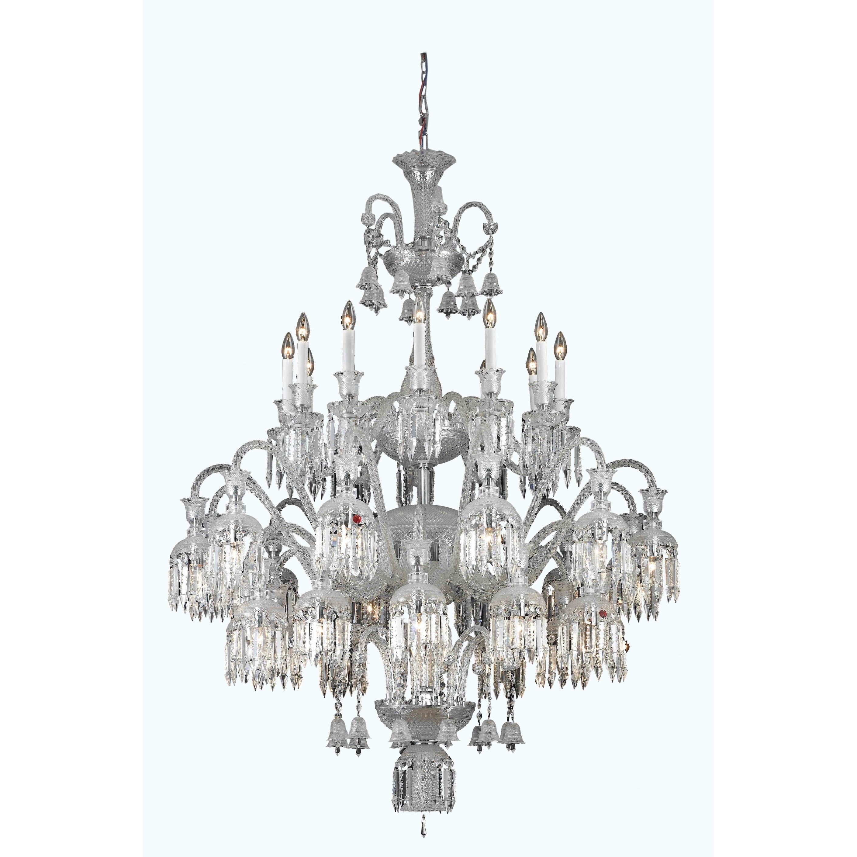 Fleur Illumination Collection Chandelier D:48in H:60in Lt:36 Chrome Finish - elegant cut crystals (elegant cut crystals/Chrome) - Chandeliers For Bedrooms by Overstock.com