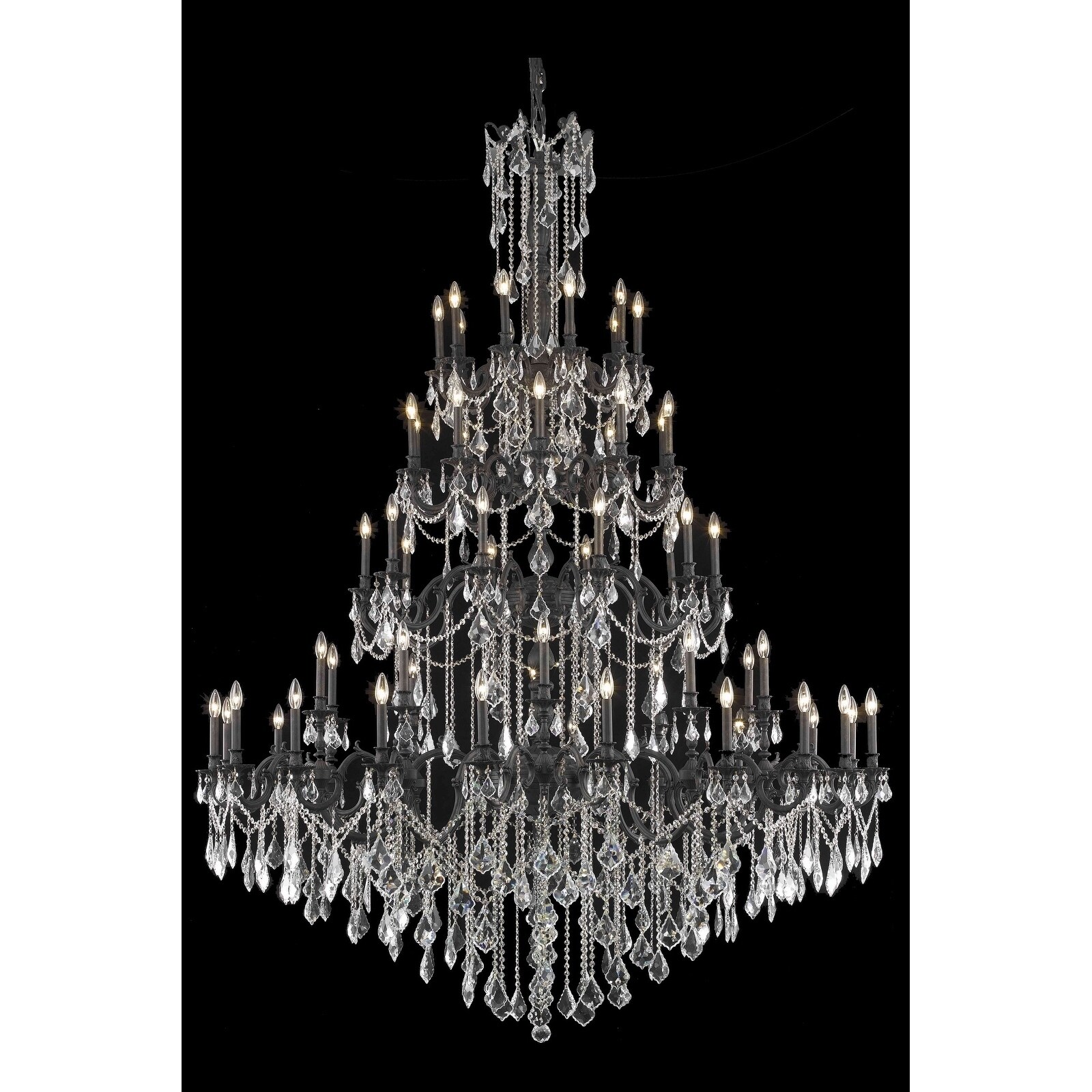 Fleur Illumination Collection Chandelier D:72in H:96in Lt:60 Dark Bronze Finish (Elegant Cut Crystals) (spectra swarovski/Dark bronze/crystal (clear)) - Chandeliers For Bedrooms by Overstock.com