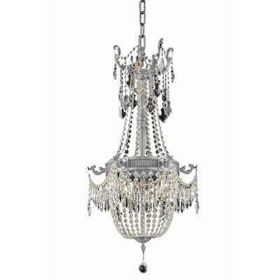 Fleur Illumination Collection Pendant D:18in H:38in Lt:6 Pewter Finish (Royal Cut Crystals) - royal cut/crystal (clear)