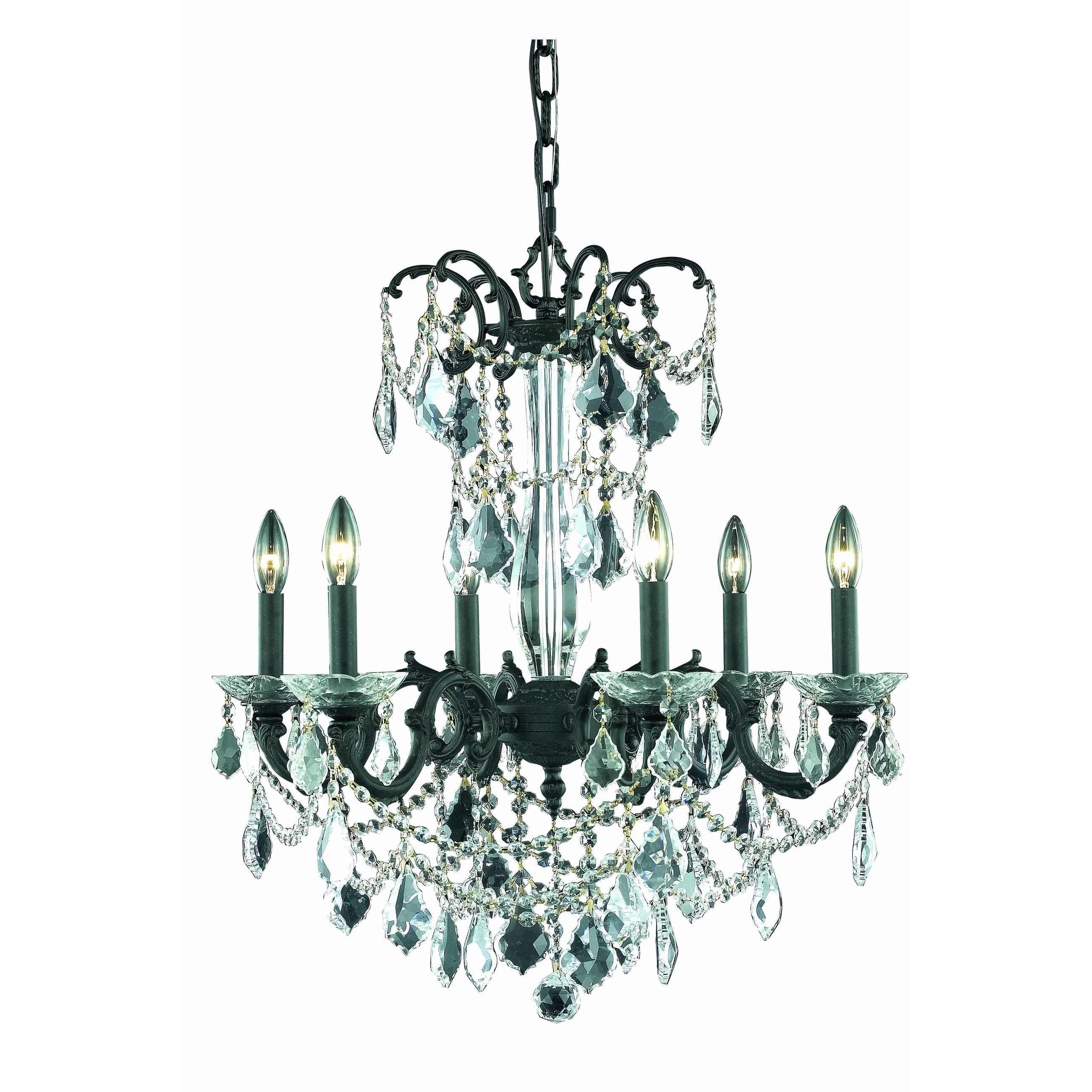 Fleur Illumination Collection Chandelier D:23in H:26in Lt:6 Dark Bronze Finish (spectra swarovski crystals/Dark bronze) - Chandeliers For Bedrooms by Overstock.com