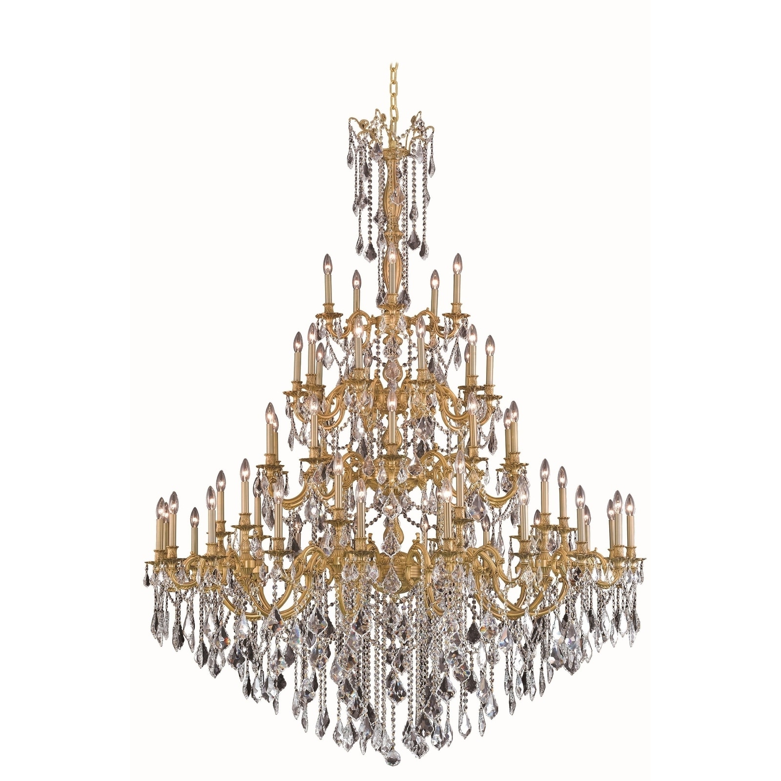 Fleur Illumination Collection Chandelier D:64in H:84in Lt:55 French Gold Finish (Elegant Cut Crystals) (french gold/spectra swarovski/crystal (clear)) - Chandeliers For Bedrooms by Overstock.com