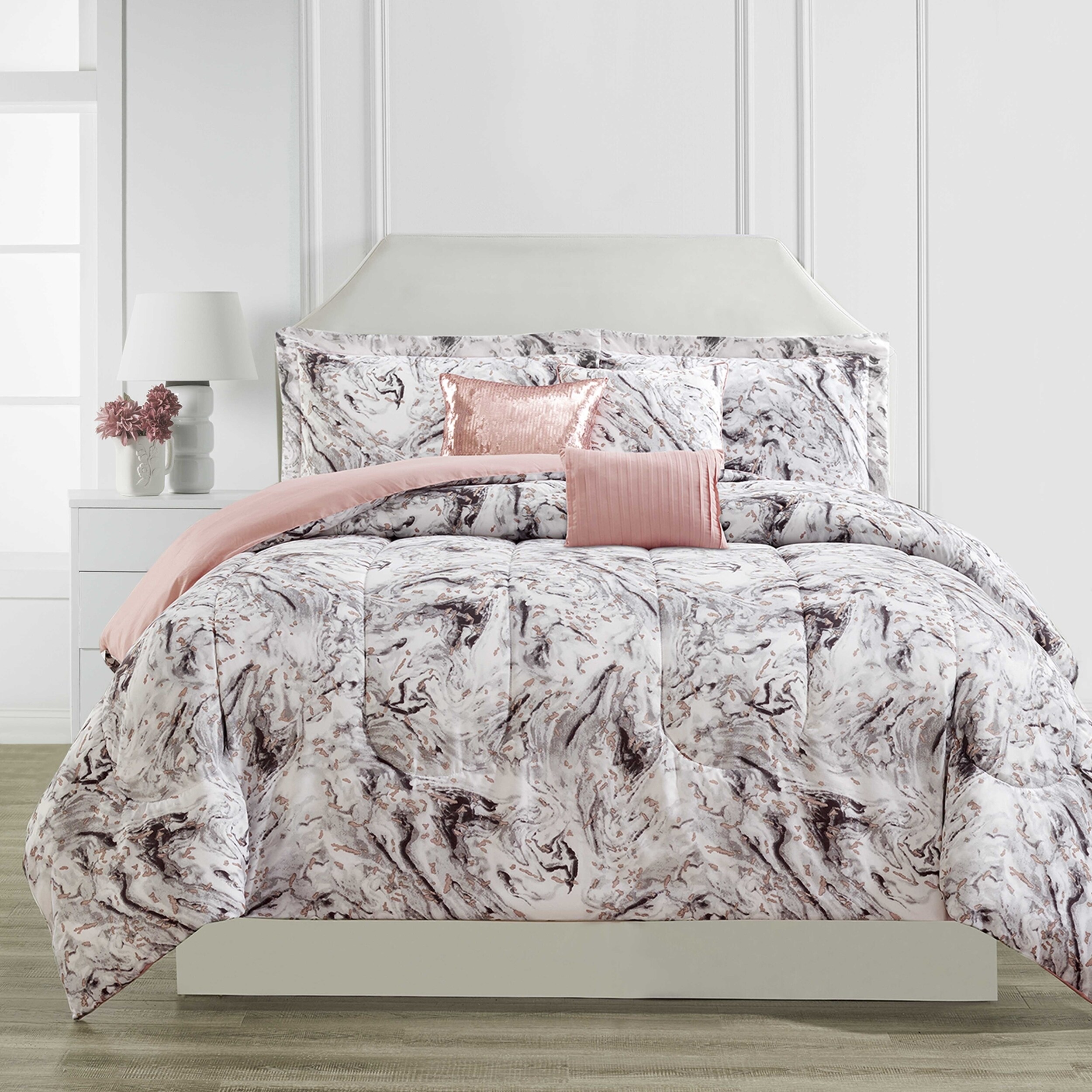 marble print bed covers