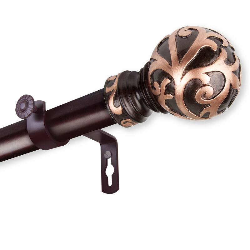 InStyleDesign Silvanus 1 inch Diameter Adjustable Curtain Rod - 120 to 170 inches - bronze