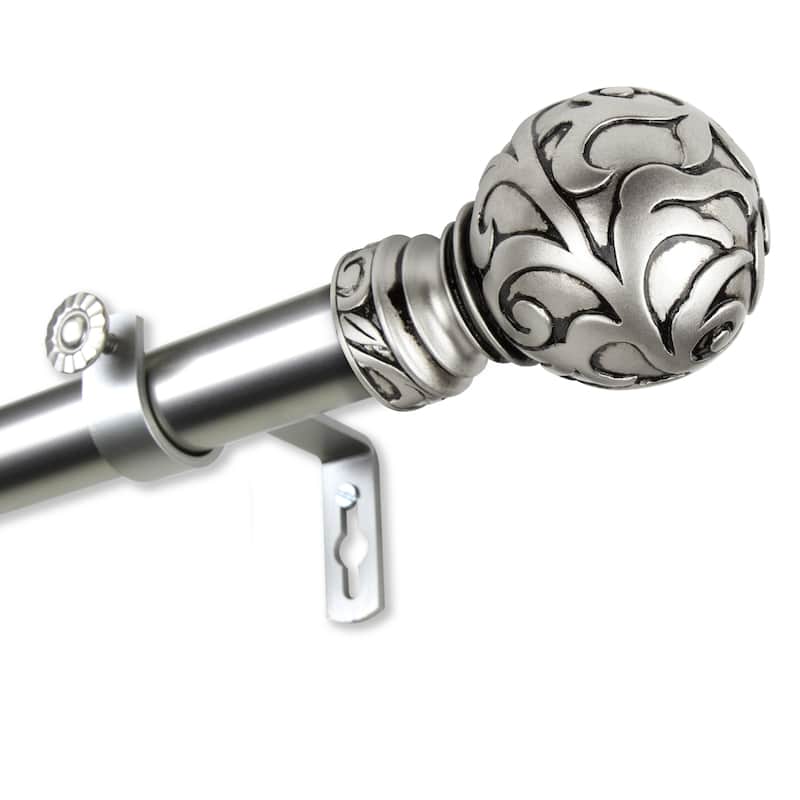 InStyleDesign Silvanus 1 inch Diameter Adjustable Curtain Rod - 160 to 240 inches - satin nickel