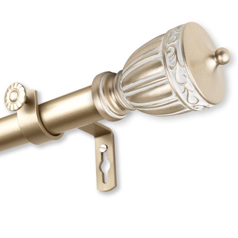 InStyleDesign Risler 1 inch Diameter Adjustable Curtain Rod - 120 to 170 inches - Light gold