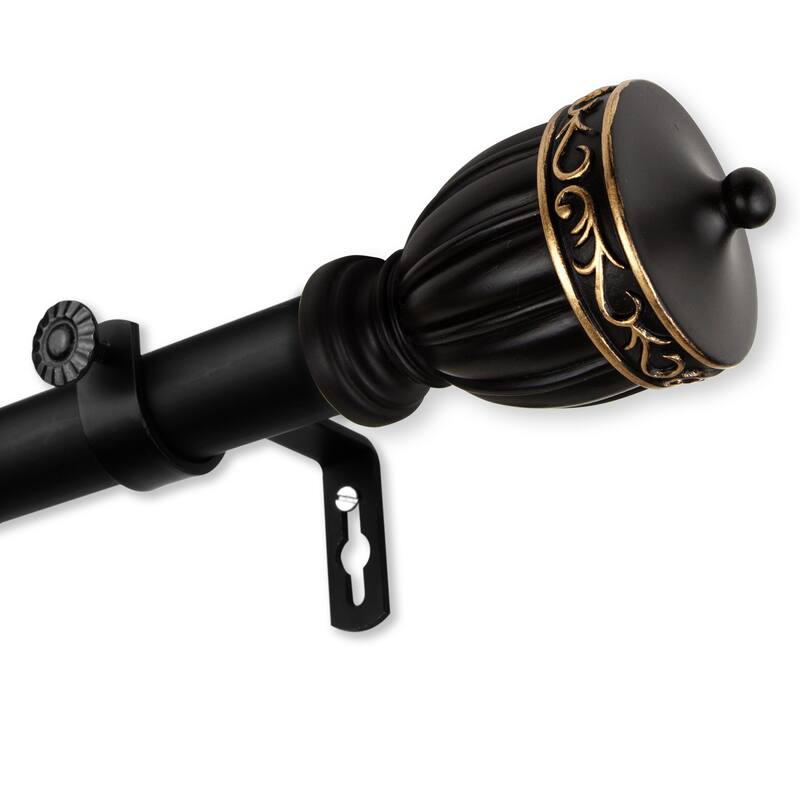 InStyleDesign Risler 1 inch Diameter Adjustable Curtain Rod - 66 to 120 inches - Black