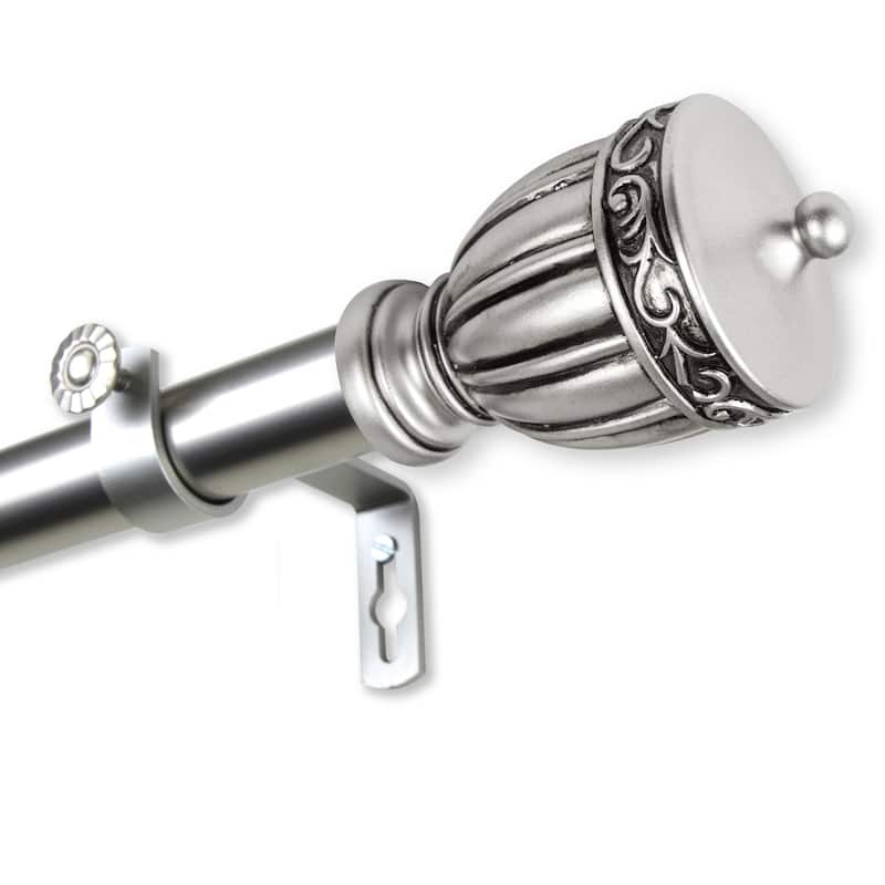 InStyleDesign Risler 1 inch Diameter Adjustable Curtain Rod - 120 to 170 inches - satin nickel