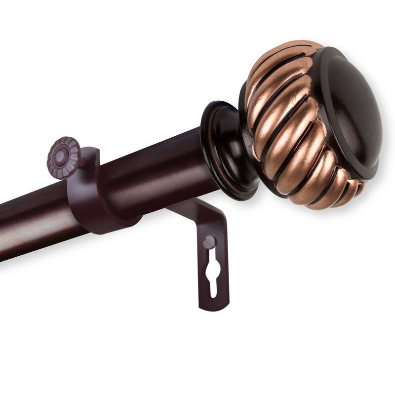 InStyleDesign Barta 1 inch Diameter Adjustable Curtain Rod - 160 to 240 inches - bronze