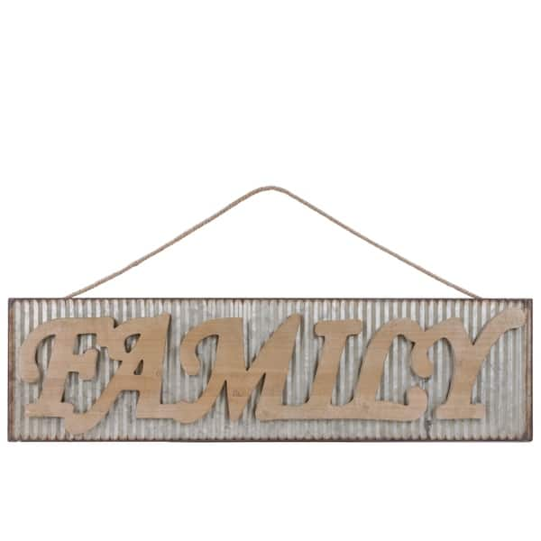 UTC41215: Metal Rectangular Wall Art with Wood Alphabet 