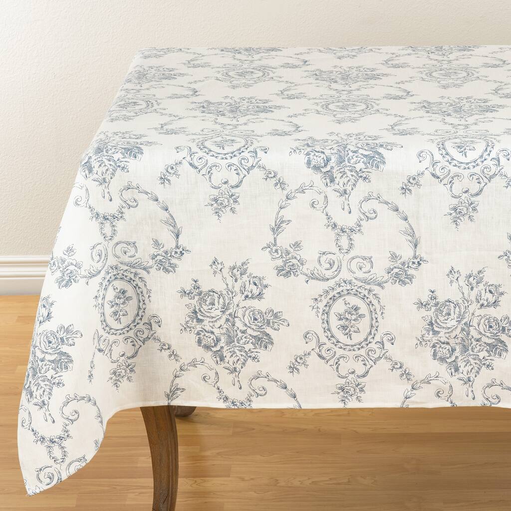 Floral Story Linen Table Topper