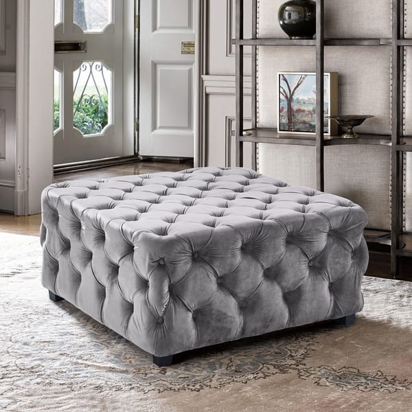 Armen Living Taurus Grey Velvet Upholstered Wood-legged Contemporary ...