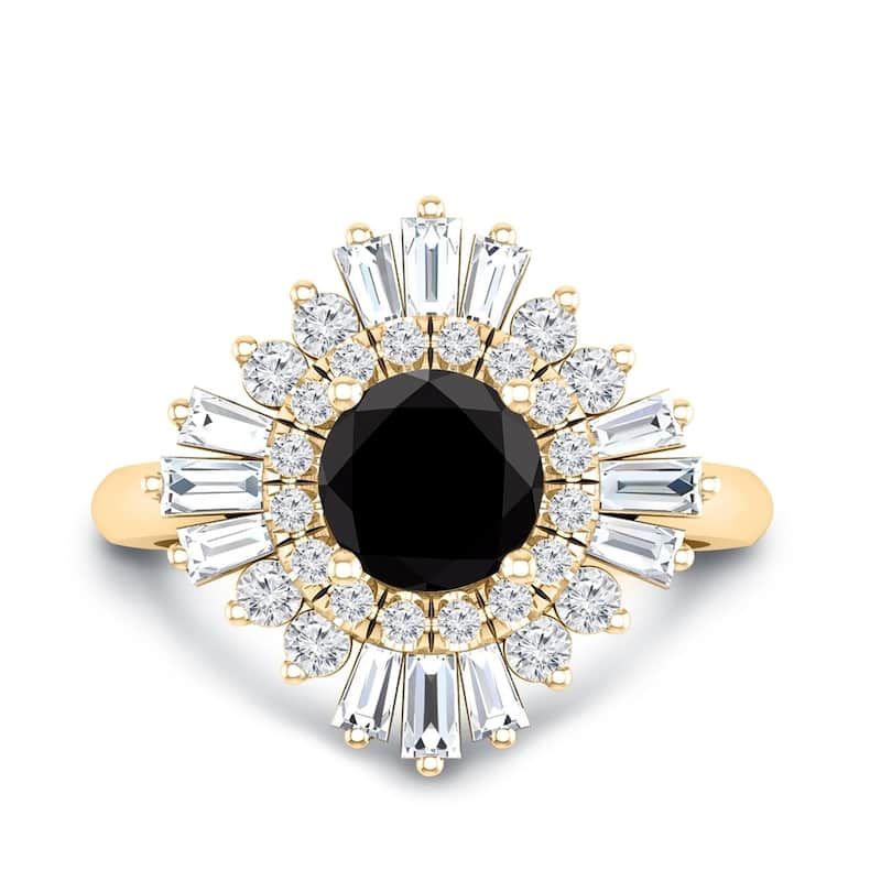 Auriya 14k Gold 1 3/4ctw Ballerina Halo Black Diamond Engagement Ring (G-H, VS2-VS3)