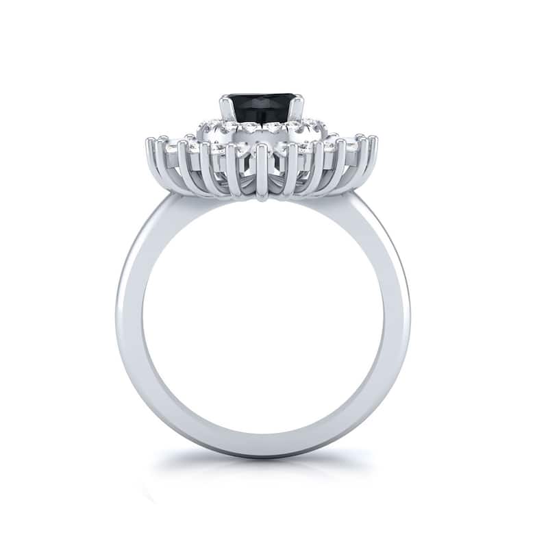 Auriya 14k Gold 1 3/4ctw Ballerina Halo Black Diamond Engagement Ring (G-H, VS2-VS3)