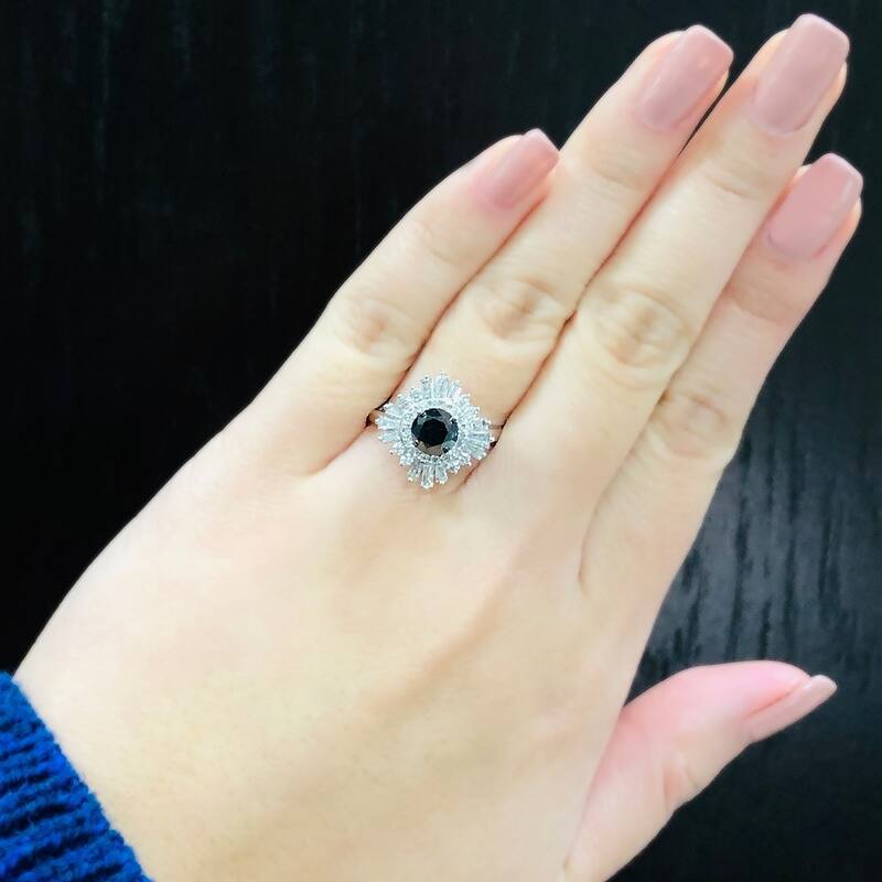 Auriya 14k Gold 1 3/4ctw Ballerina Halo Black Diamond Engagement Ring (G-H, VS2-VS3)