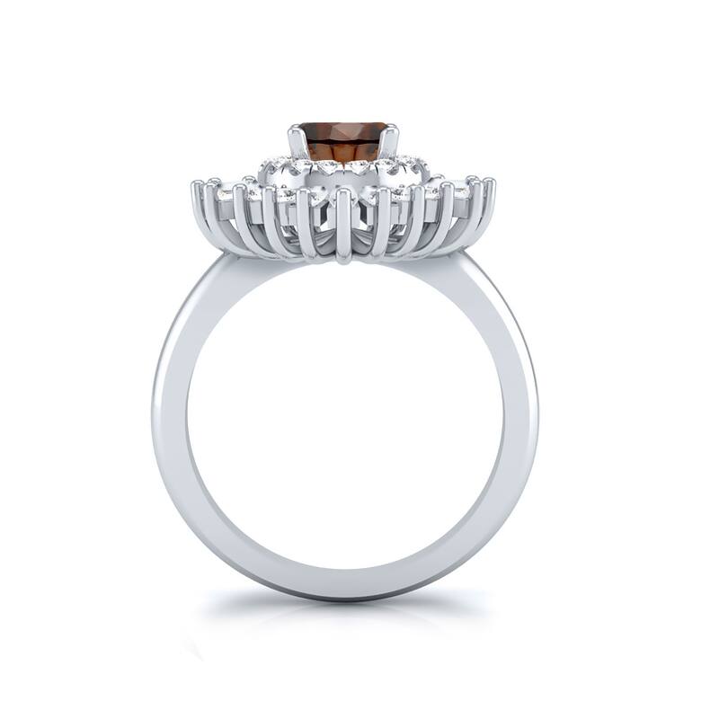 Auriya Vintage Ballerina 1 1/2ctw Baguette Halo Brown Diamond Engagement Ring 14k Gold (G-H, VS2-SI1)