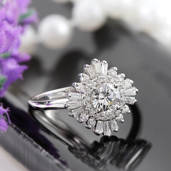 Auriya 14k Gold 1 1/2ctw Ballerina Halo Diamond Engagement Ring Certified. Opens flyout.