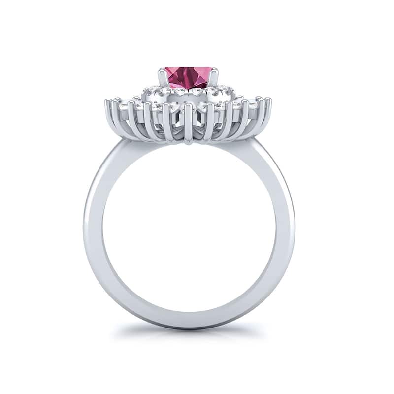 Auriya 14k Gold 1cttw Pink Sapphire and 1cttw Baguette Ballerina Halo Diamond Engagement Ring (G-H,VS2-SI1)