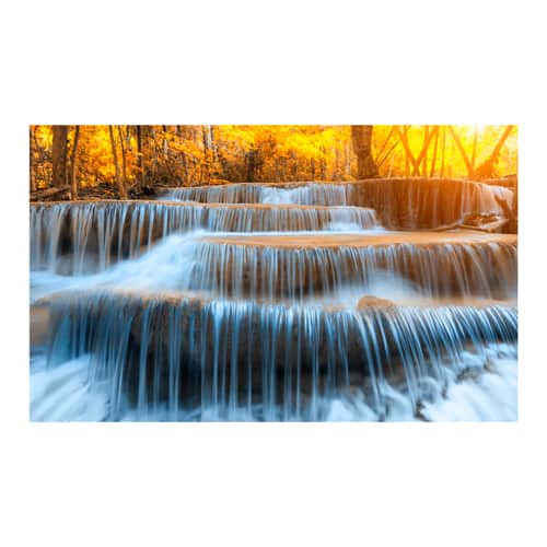Yosemite Home Decor "Autumn Waterfall" Tempered Glass Wall Art - Multi-Color