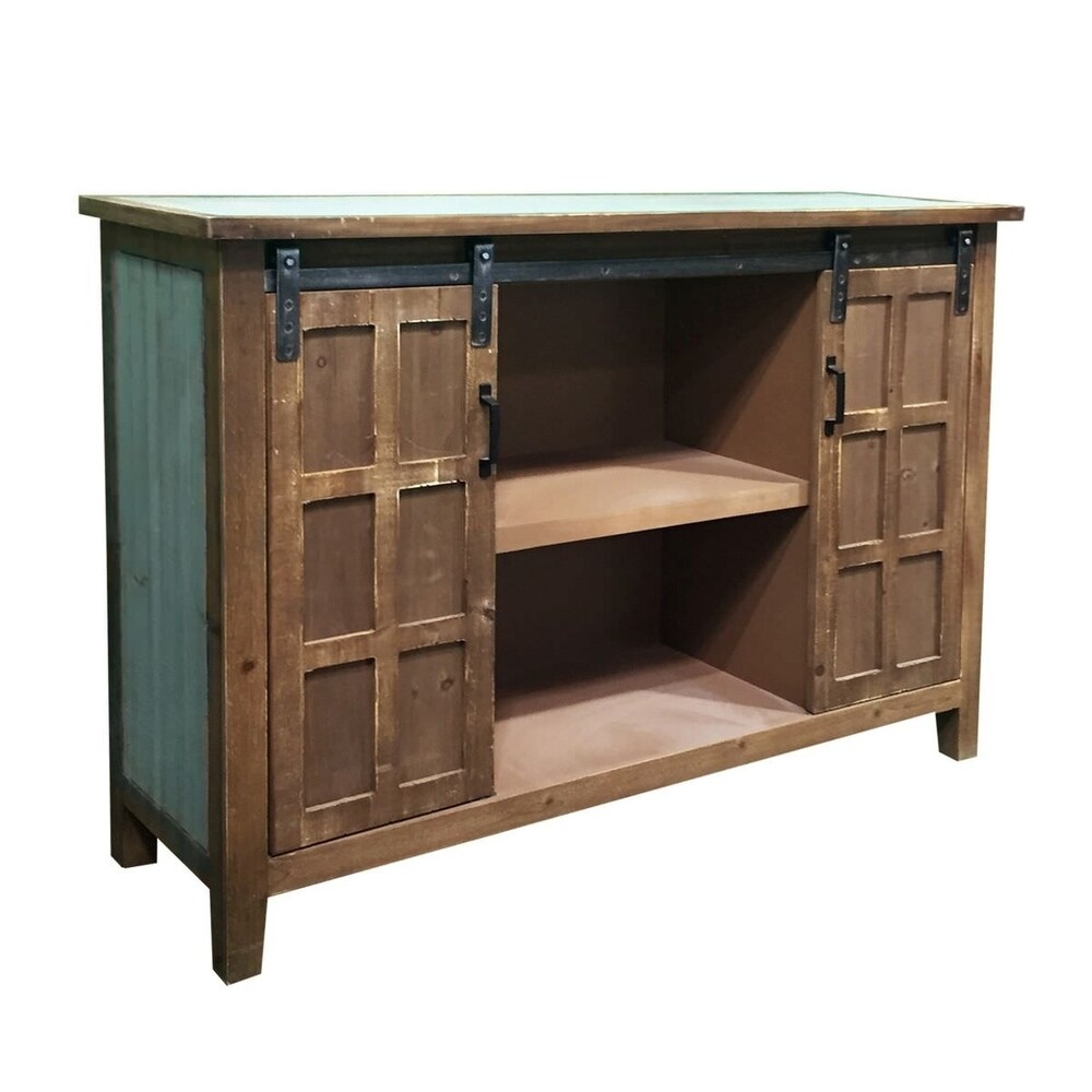 Overstock Holland Grace Two Door Wood Slider Cabinet (Wood - Blue)