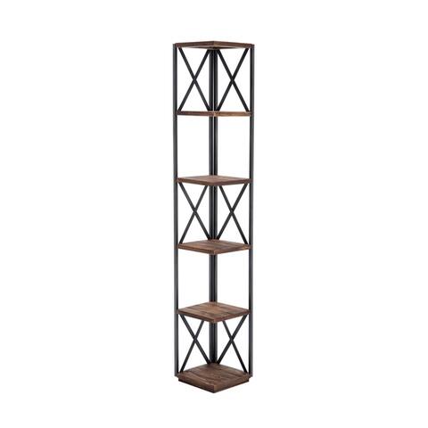 Raleigh Urban Wood and Metal 66" Corner Shelf Bookcase
