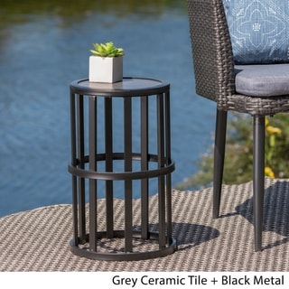Carlo Outdoor Industrial 11-inch Ceramic Tile Side Table by Christopher Knight Home