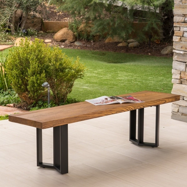 Verona Outdoor Light-Weight Concrete Dining Bench by Christopher Knight Home