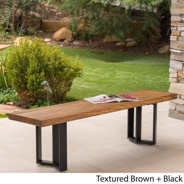 Verona Outdoor LightWeight Concrete Dining Bench by Christopher Knight