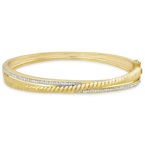 Finesque Gold Overlay 1/2ct TW Diamond Twisted Bangle