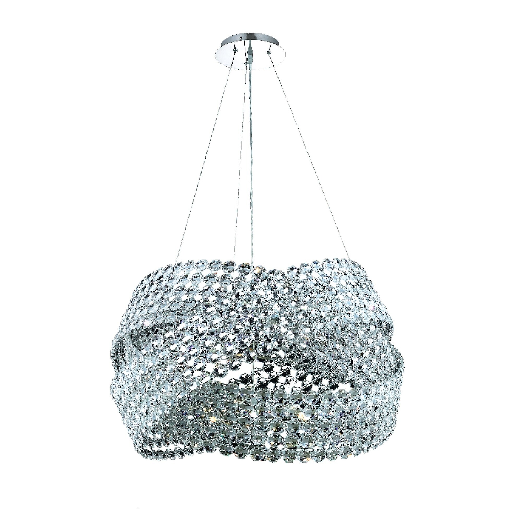 Fleur Illumination Collection Chandelier D:28in H:17in Lt:16 Chrome Finish (elegant cut crystals/Chrome) - Chandeliers For Bedrooms by Overstock.com