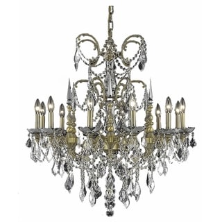 Fleur Illumination Collection Chandelier D:32in H:33in Lt:12 French Gold Finish (french gold/swarovski elements crystals) - Chandeliers For Bedrooms by Overstock.com