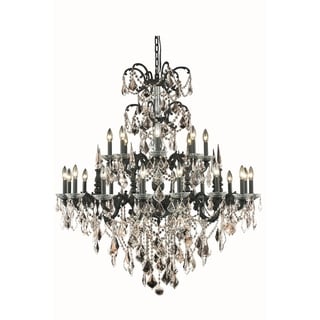 Fleur Illumination Collection Chandelier D:44in H:47in Lt:24 Dark Bronze Finish (Dark bronze/swarovski elements crystals (golden teak)) - Chandeliers For Bedrooms by Overstock.com