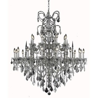 Fleur Illumination Collection Chandelier D:44in H:47in Lt:24 Pewter Finish (swarovski elements crystals/Pewter) - Chandeliers For Bedrooms by Overstock.com